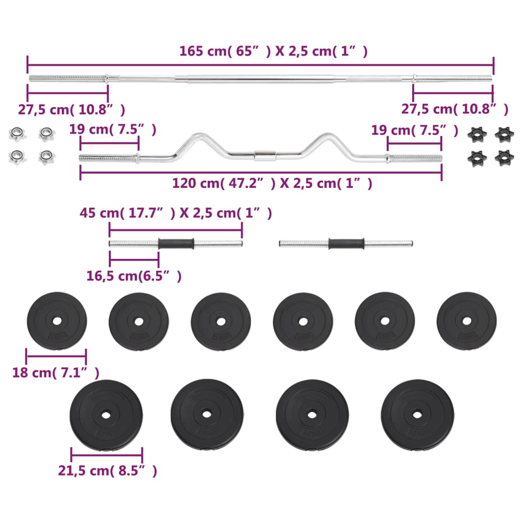 vidaXL Set de haltere și gantere, 30 kg