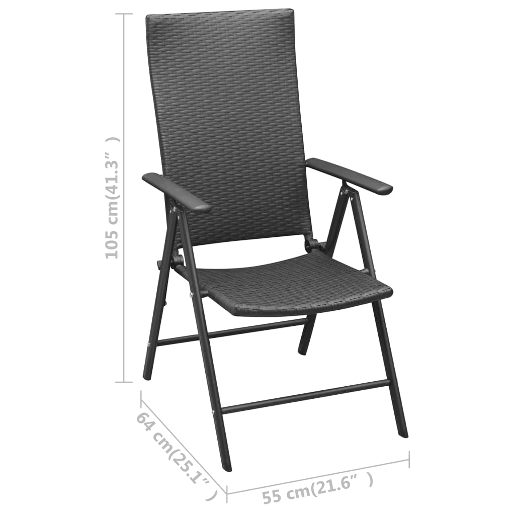 vidaXL Set mobilier de grădină, 3 piese, negru