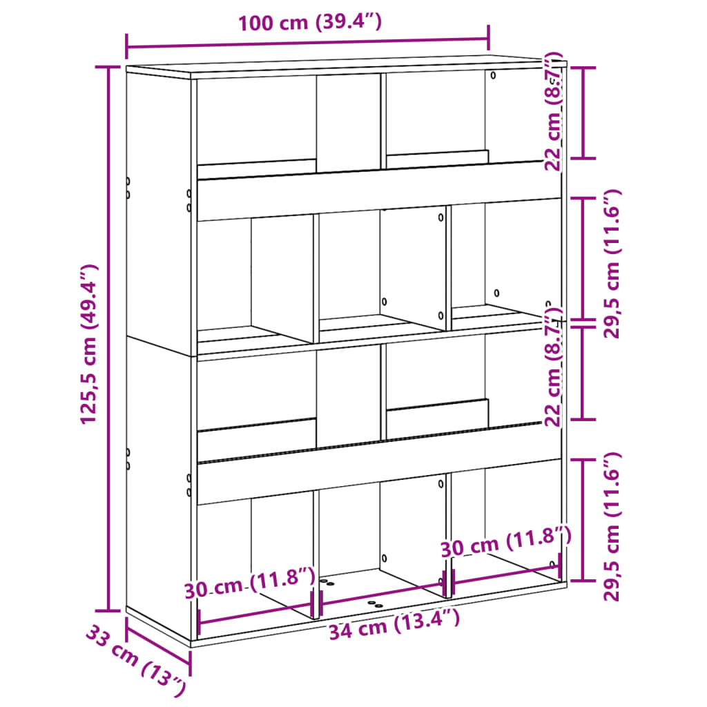 vidaXL Bibliotecă, stejar artizanal, 100x33x125,5 cm, lemn prelucrat