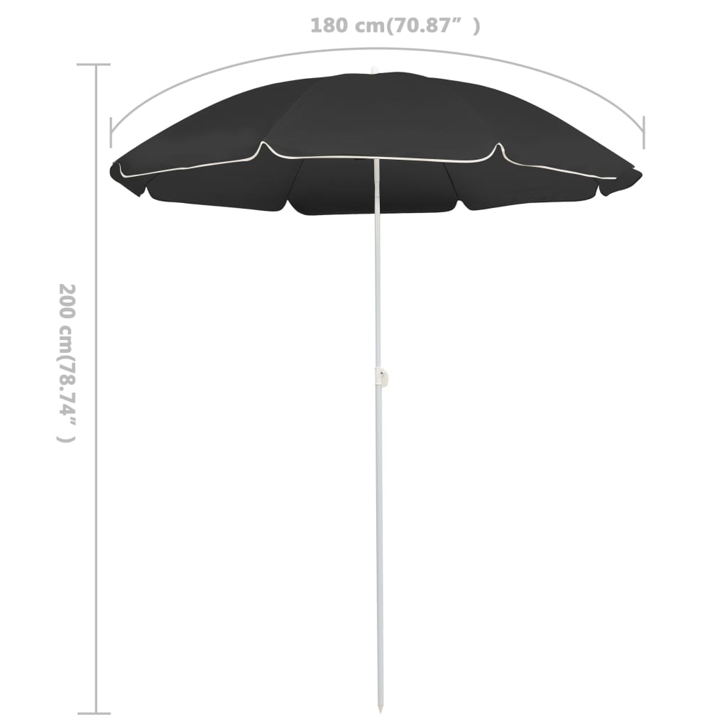 vidaXL Umbrelă de soare exterior, stâlp din oțel, antracit, 180 cm