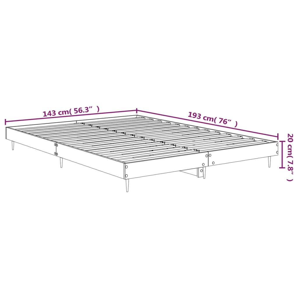 vidaXL Cadru de pat, gri sonoma, 140x190 cm, lemn prelucrat