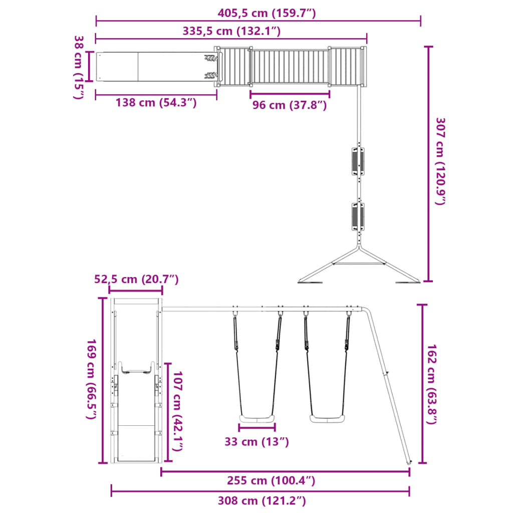 vidaXL Set de joacă pentru exterior, lemn de pin impregnat