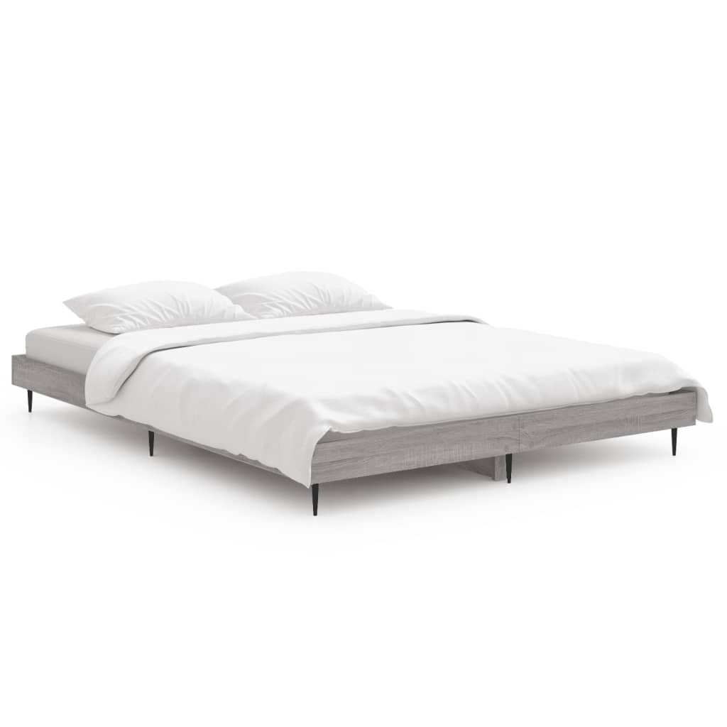 vidaXL Cadru de pat, gri sonoma, 140x190 cm, lemn prelucrat