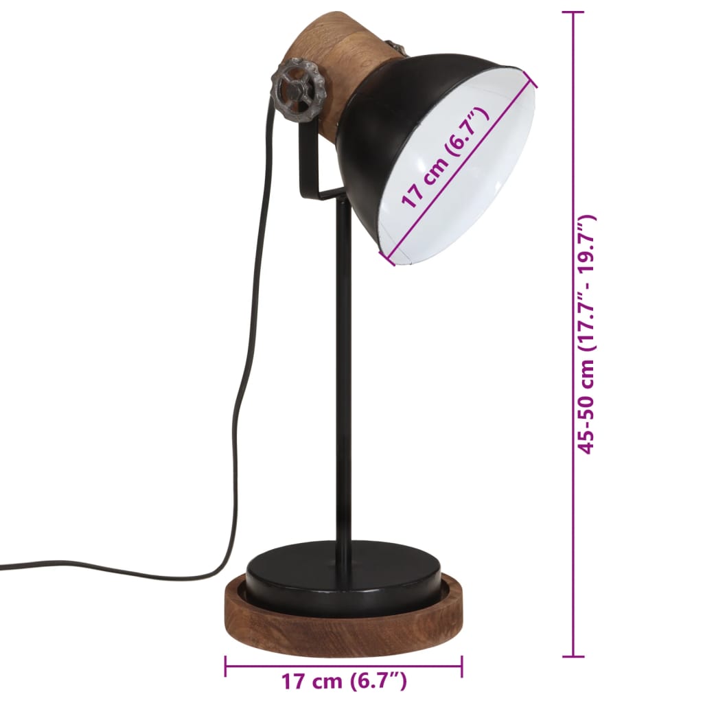 vidaXL Lampă de birou 25 W, negru, 17x17x50 cm, E27
