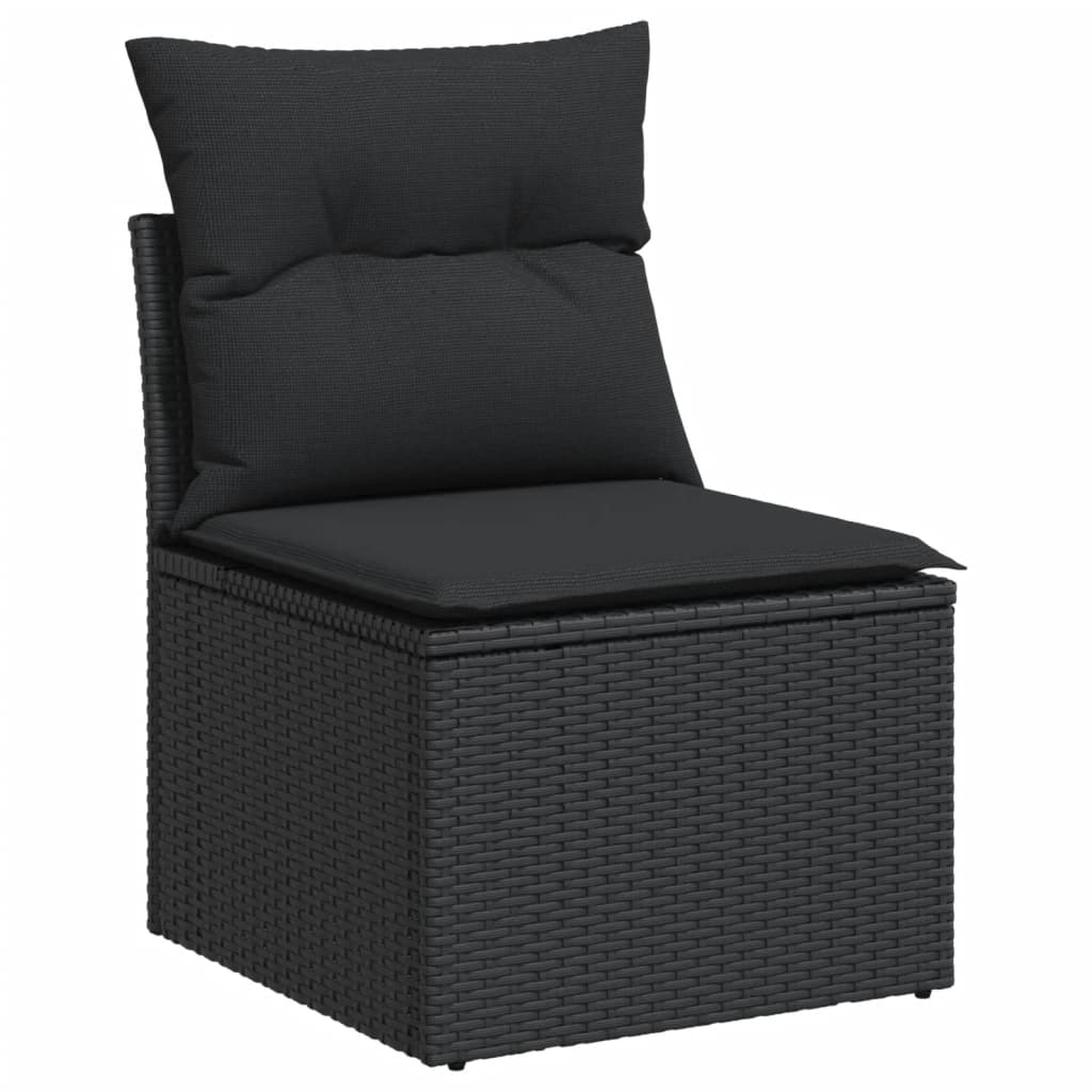 vidaXL Set mobilier de grădină cu perne, 13 piese, negru, poliratan