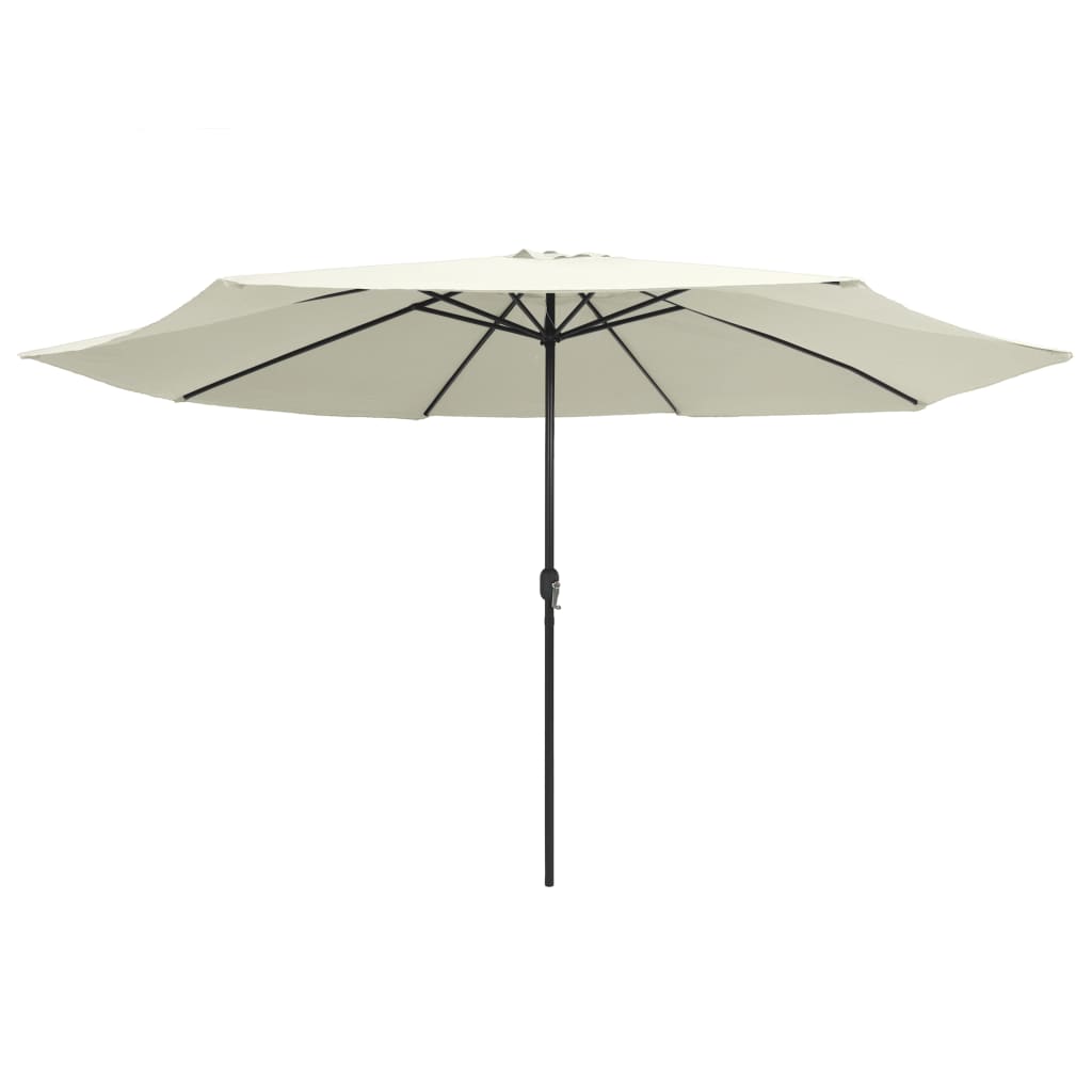 vidaXL Umbrelă de soare de exterior, stâlp metalic, alb nisipiu 400 cm