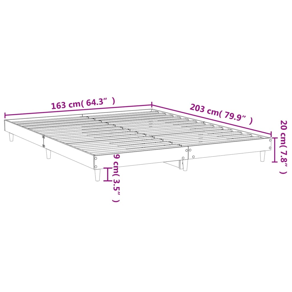 vidaXL Cadru pat fără saltea stejar sonoma, 160x200 cm, lemn prelucrat