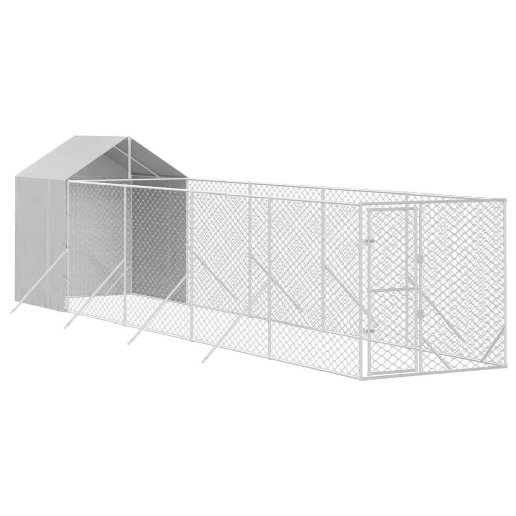 vidaXL Padoc exterior cu acoperiș argintiu 2x10x2,5 m oțel galvanizat