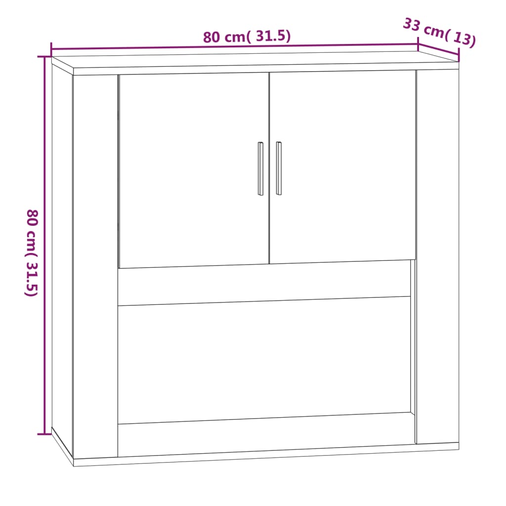 vidaXL Dulap de perete, alb, 80x33x80 cm, lemn prelucrat