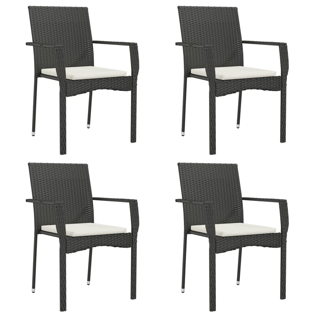 vidaXL Set mobilier de grădină cu perne, 5 piese, negru, poliratan