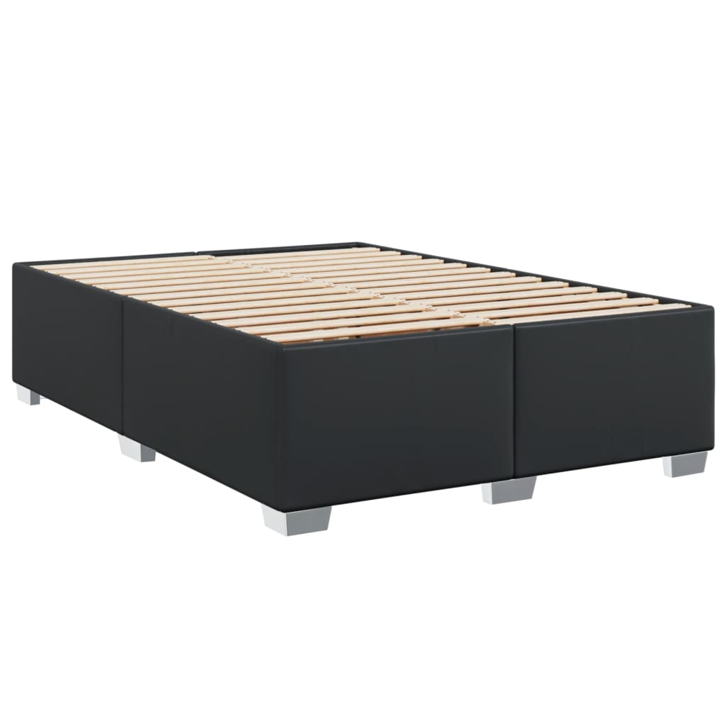 vidaXL Pat box spring cu saltea, negru, 140x200 cm, piele ecologică