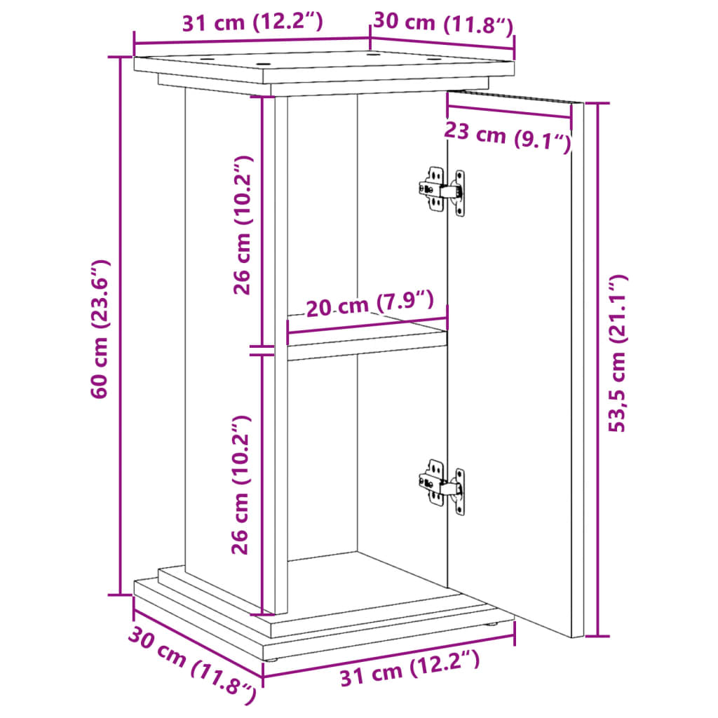 vidaXL Suport prezentare cu depozitare stejar maro 31x30x60 cm lemn