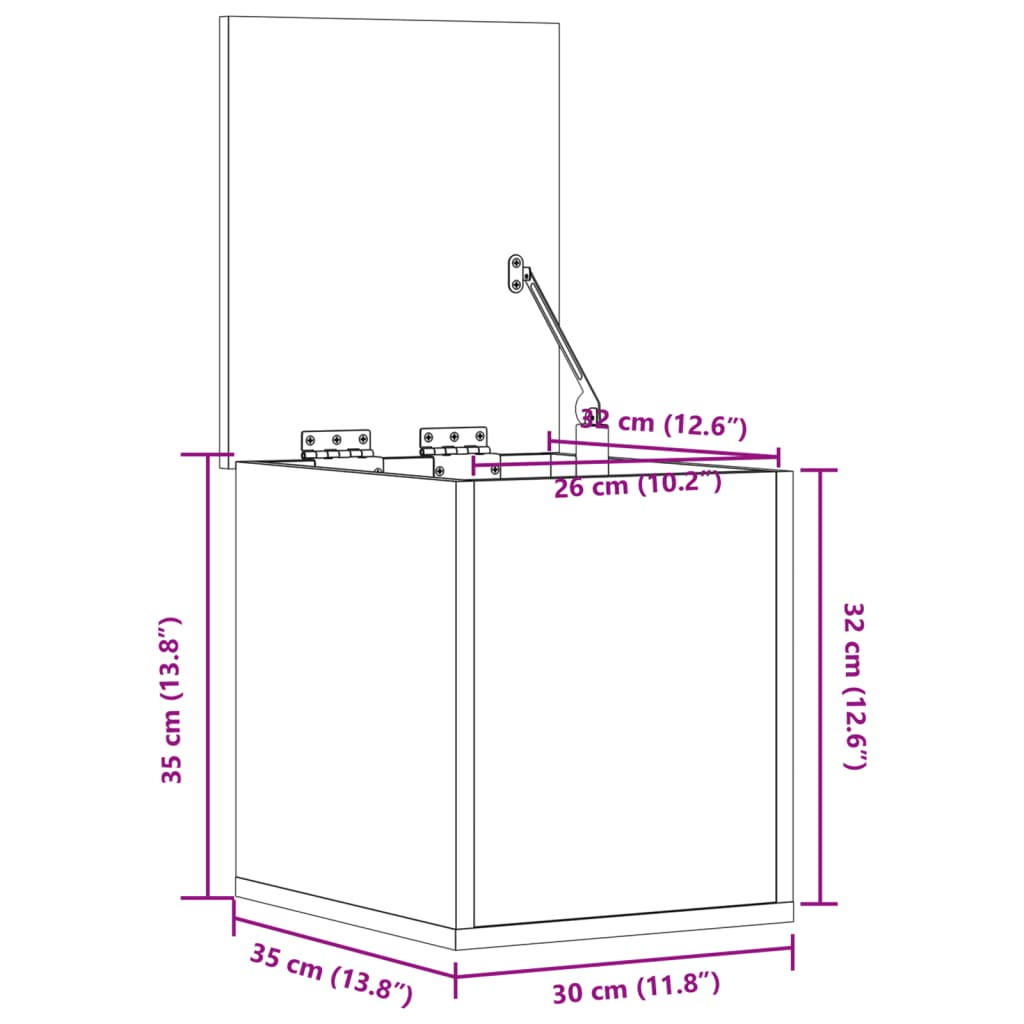 vidaXL Cutie de depozitare, gri sonoma, 30x35x35 cm, lemn prelucrat