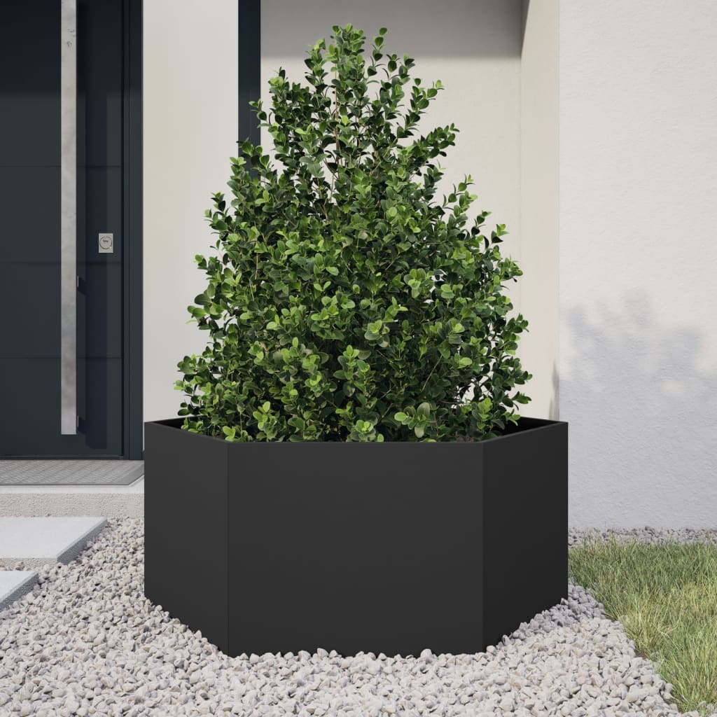 vidaXL Jardinieră de grădină negru 104x90x45 cm oțel hexagonal