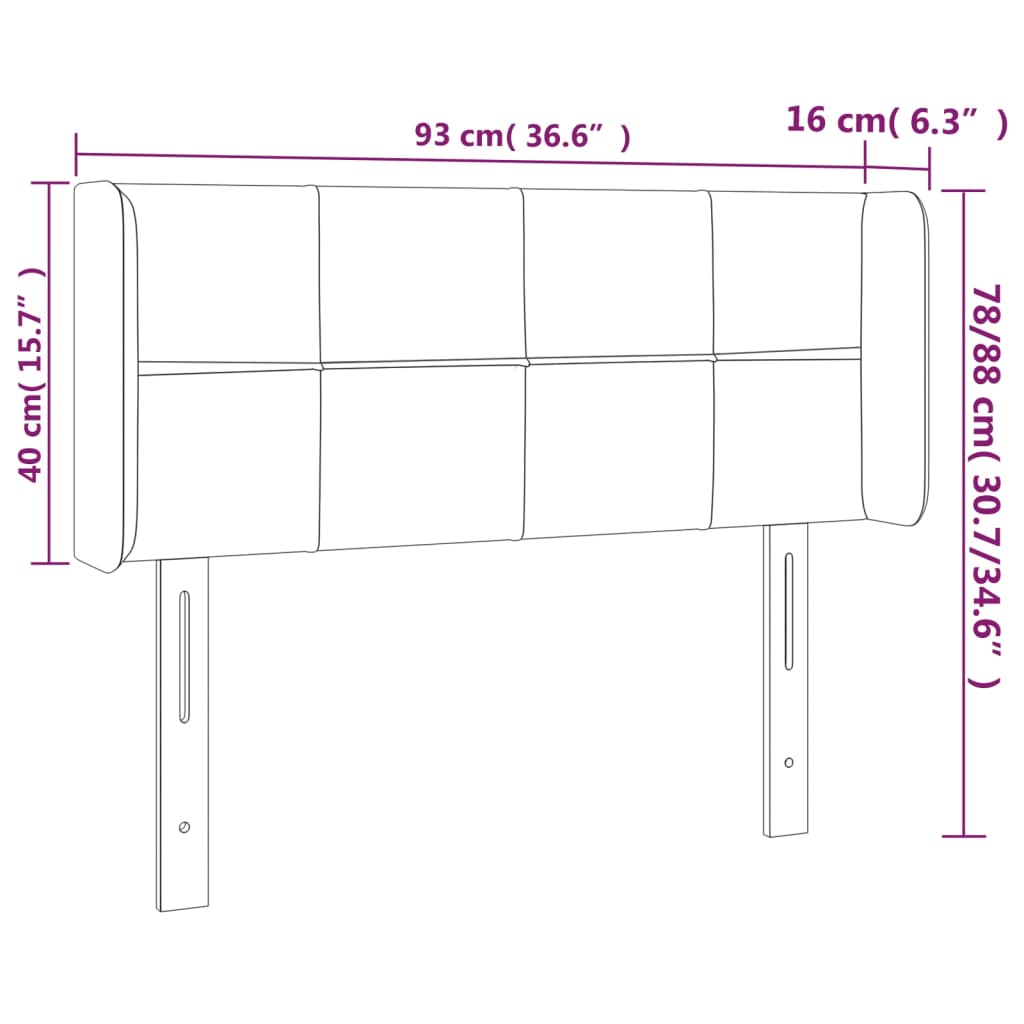 vidaXL Tăblie de pat cu LED, gri deschis, 93x16x78/88 cm, catifea