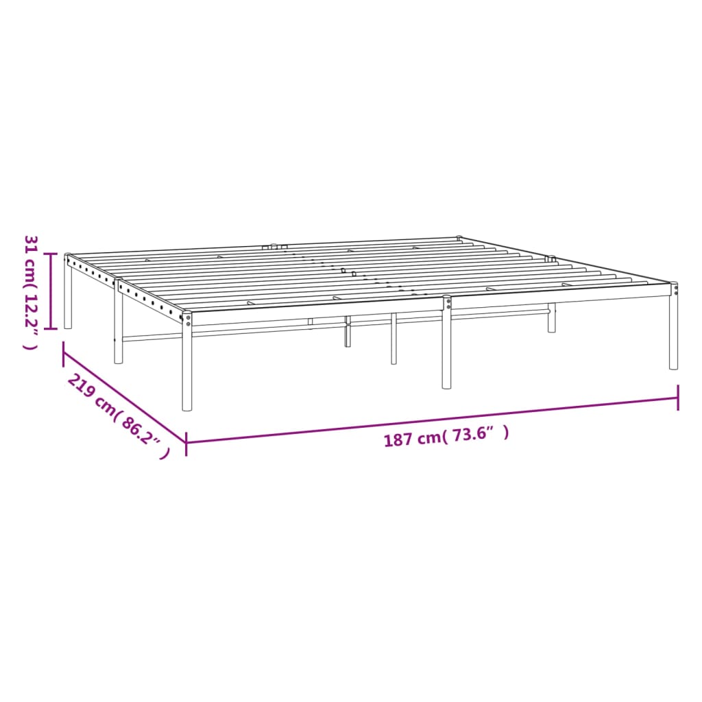 vidaXL Cadru pat metalic, negru, 183x213 cm