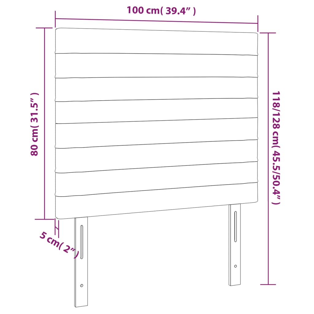 vidaXL Tăblie de pat cu LED, roz, 100x5x118/128 cm, catifea