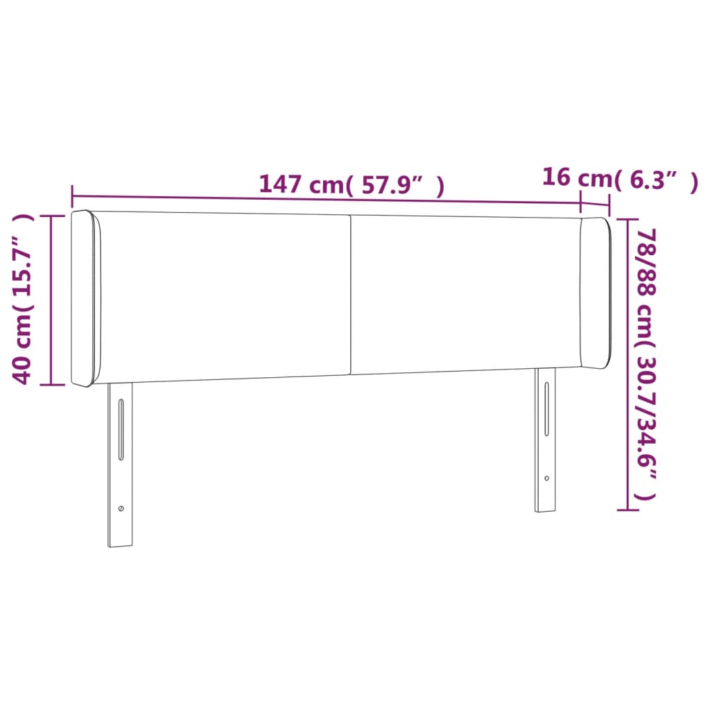 vidaXL Tăblie de pat cu aripioare gri închis 147x16x78/88 cm catifea