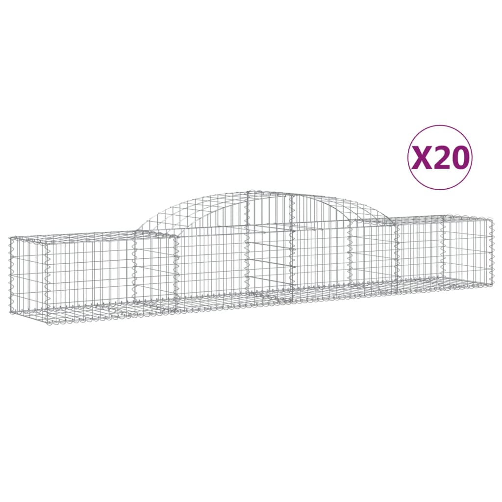 vidaXL Coșuri gabion arcuite, 20 buc., 300x50x40/60cm, fier galvanizat