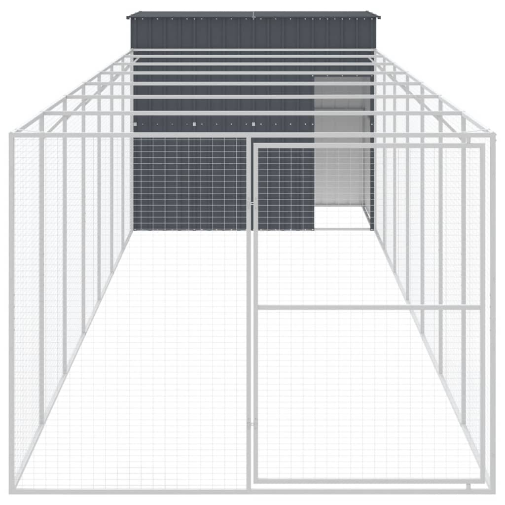 vidaXL Cușcă de câine cu țarc antracit 214x865x181 cm oțel galvanizat