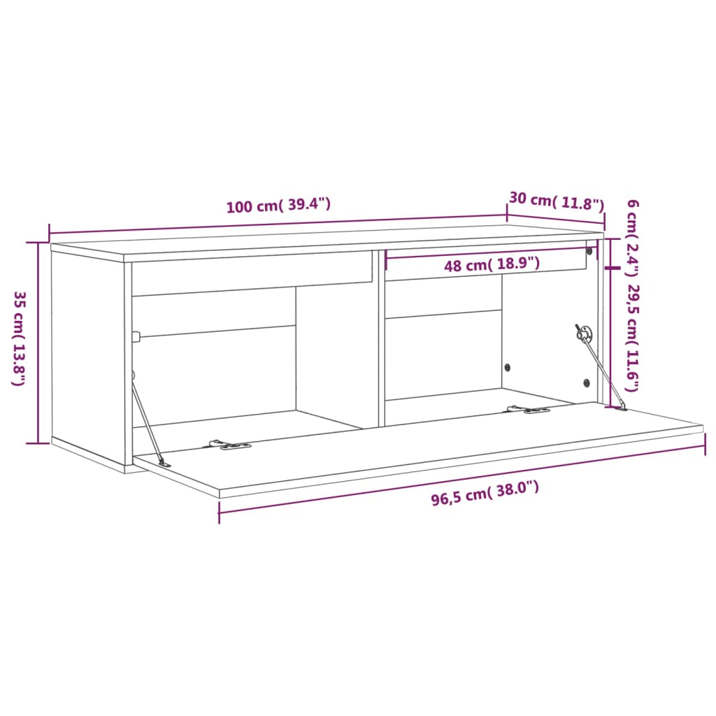 vidaXL Dulap de perete, alb, 100x30x35 cm, lemn masiv de pin