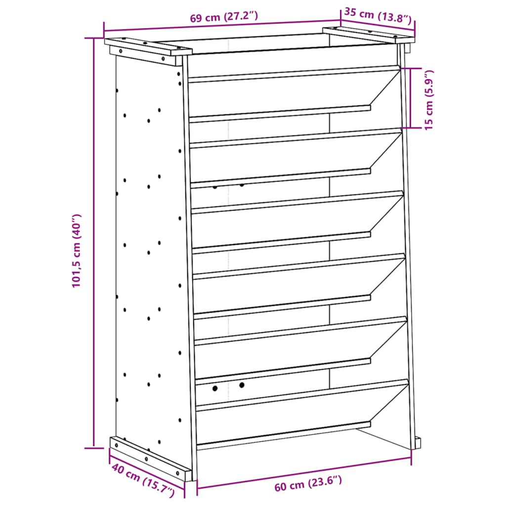 vidaXL Jardinieră ierburi 6 niveluri 69x40x101,5 cm lemn impregnat pin