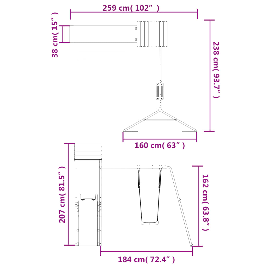 vidaXL Set de joacă pentru exterior, lemn masiv de pin