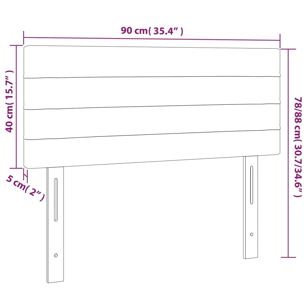 vidaXL Tăblie de pat cu LED, gri taupe, 90x5x78/88 cm, textil