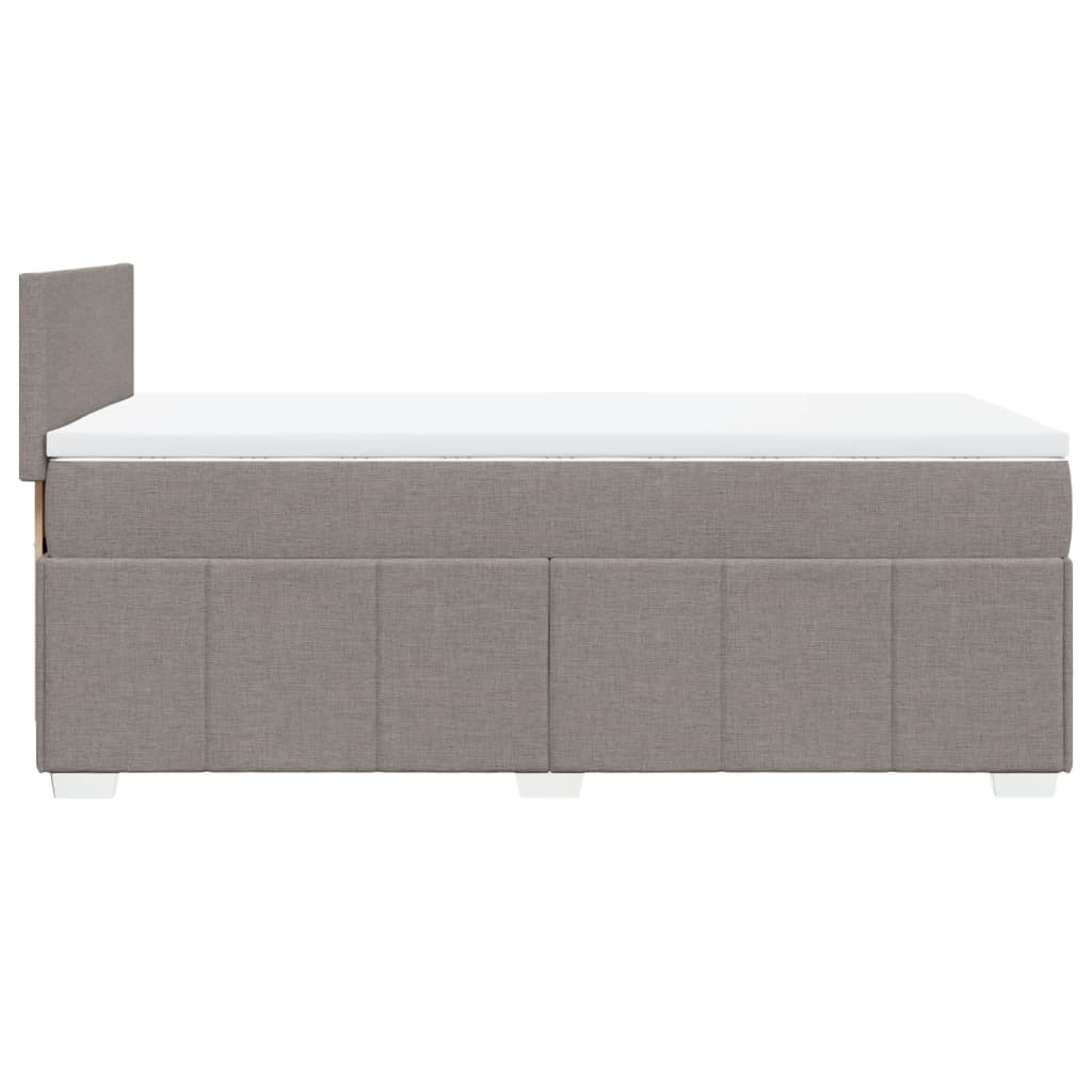 vidaXL Pat box spring cu saltea, gri taupe, 90x190 cm, textil