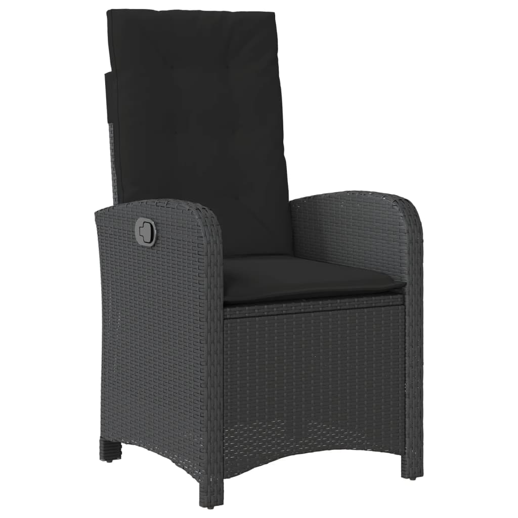 vidaXL Set mobilier de grădină cu perne, 5 piese, negru, poliratan