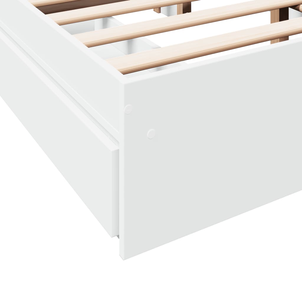 vidaXL Cadru de pat cu sertare, alb, 120x200 cm, lemn prelucrat
