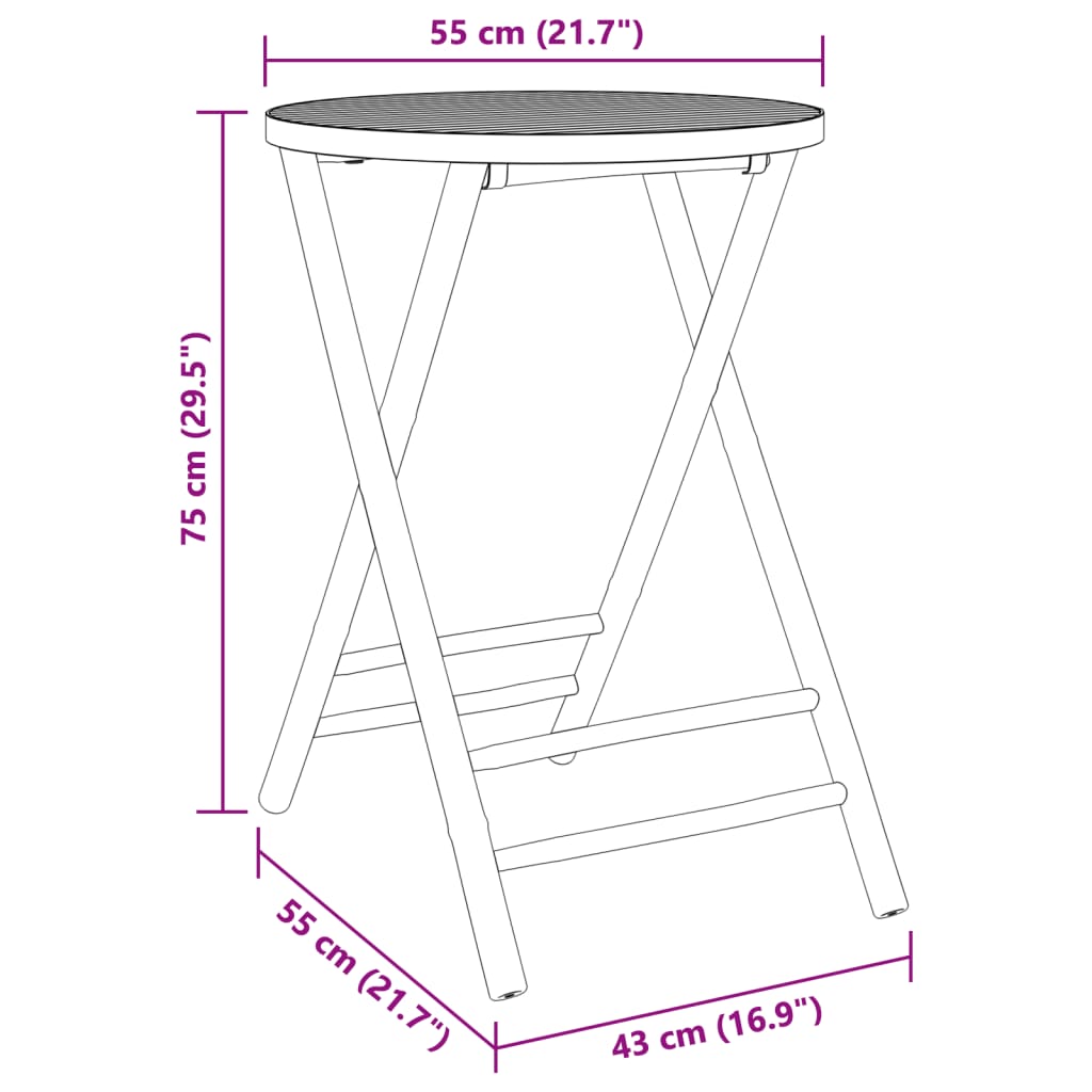 vidaXL Set mobilier bistro, 3 piese, bambus