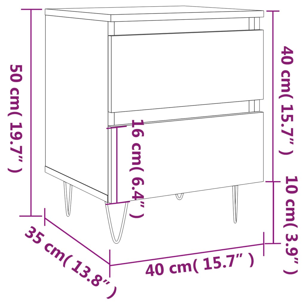 vidaXL Noptiere, 2 buc., negru, 40x35x50 cm, lemn compozit