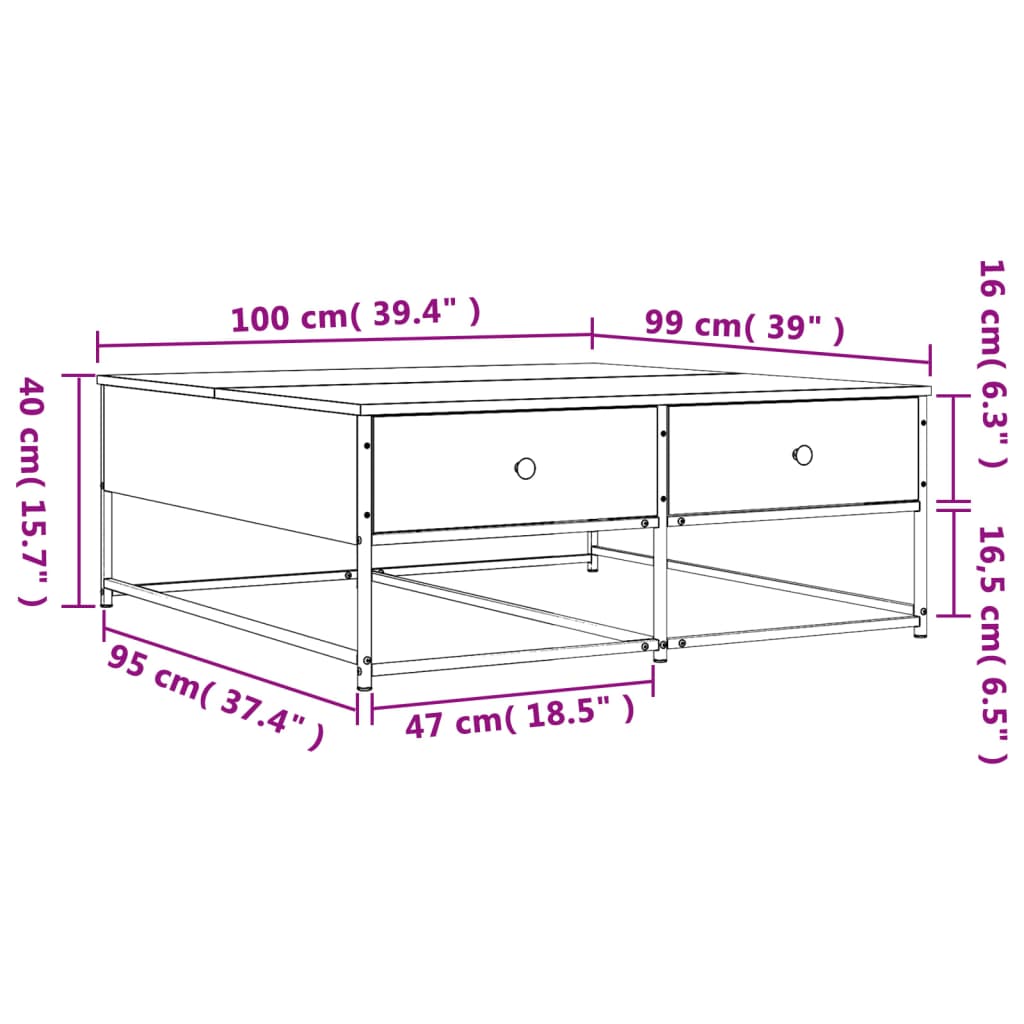 vidaXL Măsuță de cafea stejar sonoma 100x99x40 cm lemn prelucrat