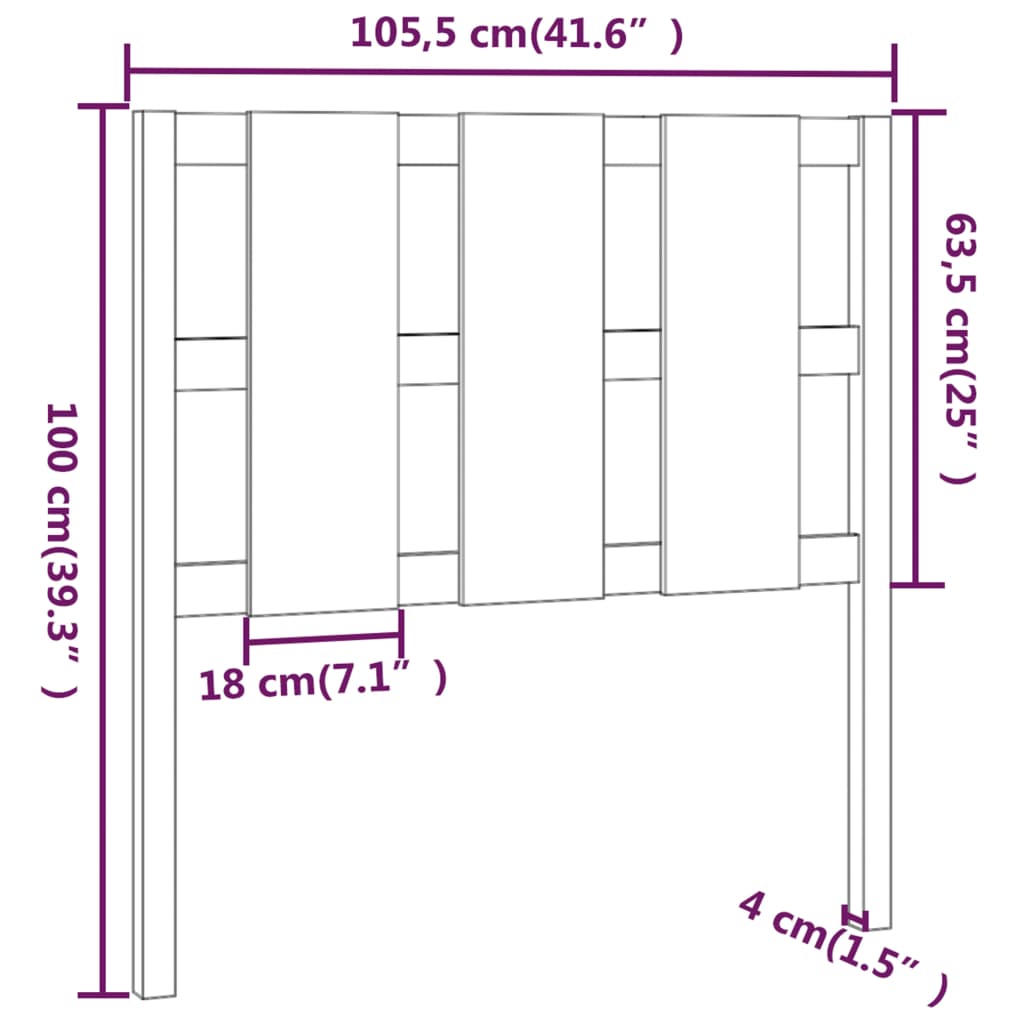 vidaXL Tăblie de pat, 105,5x4x100 cm, lemn masiv de pin