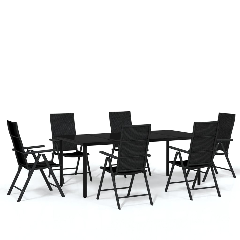 vidaXL Set de mobilier pentru grădină, 7 piese, negru