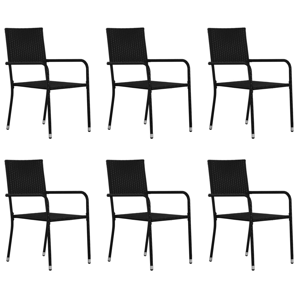 vidaXL Set mobilier de grădină, 7 piese, negru, poli ratan