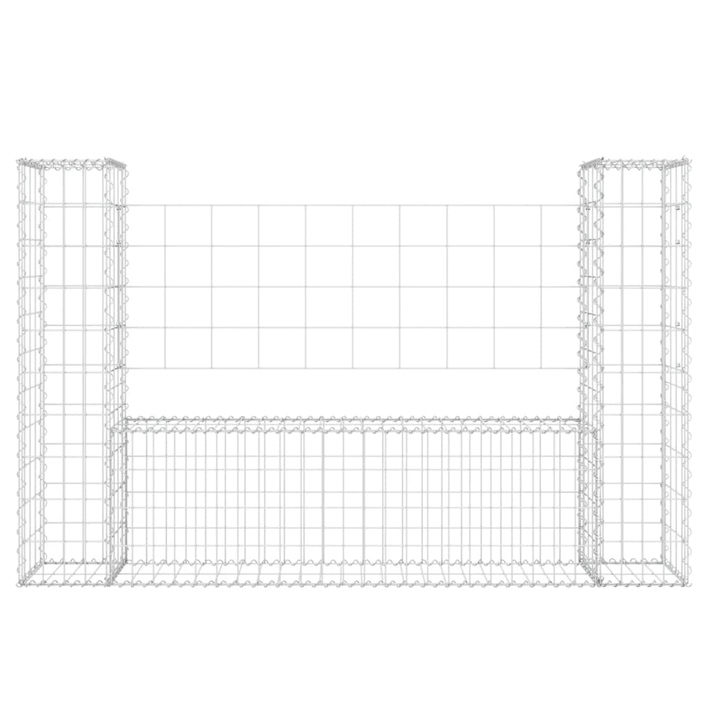 vidaXL Coș de gabion în formă de U, 2 stâlpi, 140x20x100 cm, fier