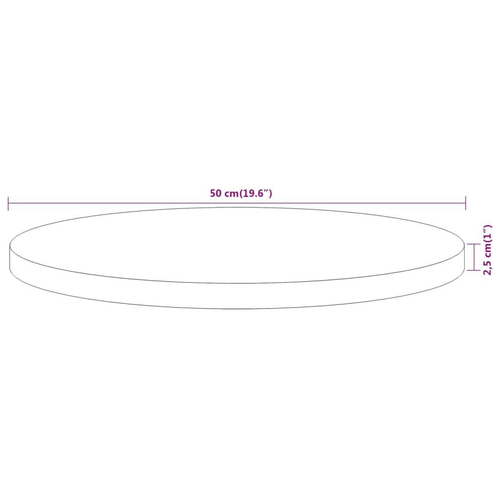 vidaXL Blat de masă rotund, Ø50x2,5 cm, lemn masiv de acacia