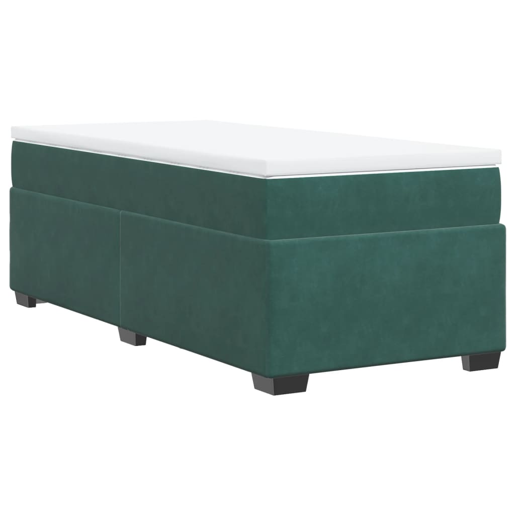 vidaXL Pat box spring cu saltea, verde închis, 90x190 cm, catifea