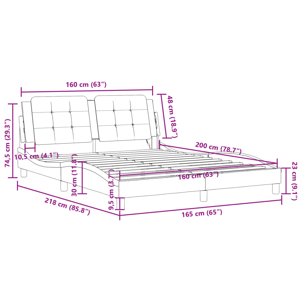 vidaXL Cadru de pat cu tăblie, negru, 160x200 cm, piele ecologică