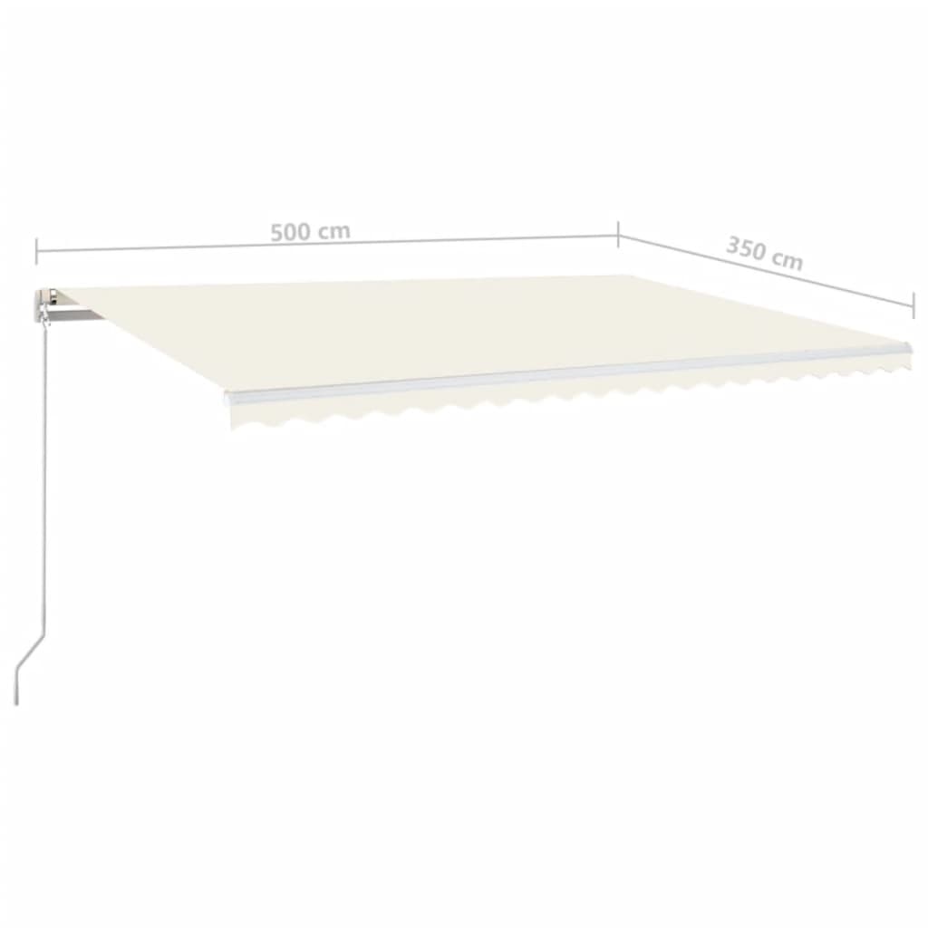 vidaXL Copertină retractabilă manual cu LED, crem, 500x350 cm