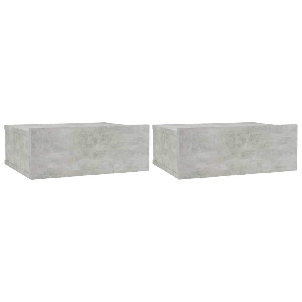 vidaXL Noptiere suspendate 2 buc. gri beton 40x30x15 cm lemn prelucrat