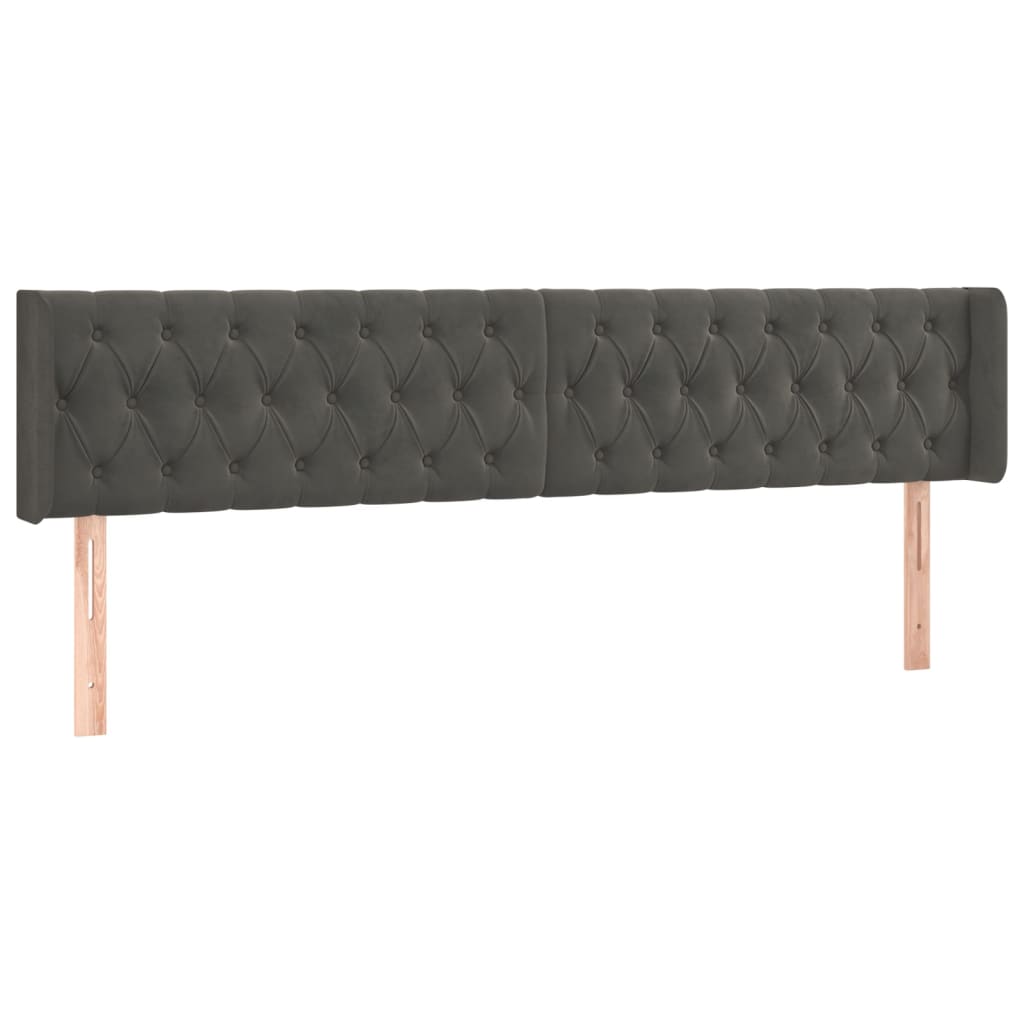 vidaXL Tăblie de pat cu aripioare gri închis 203x16x78/88 cm catifea