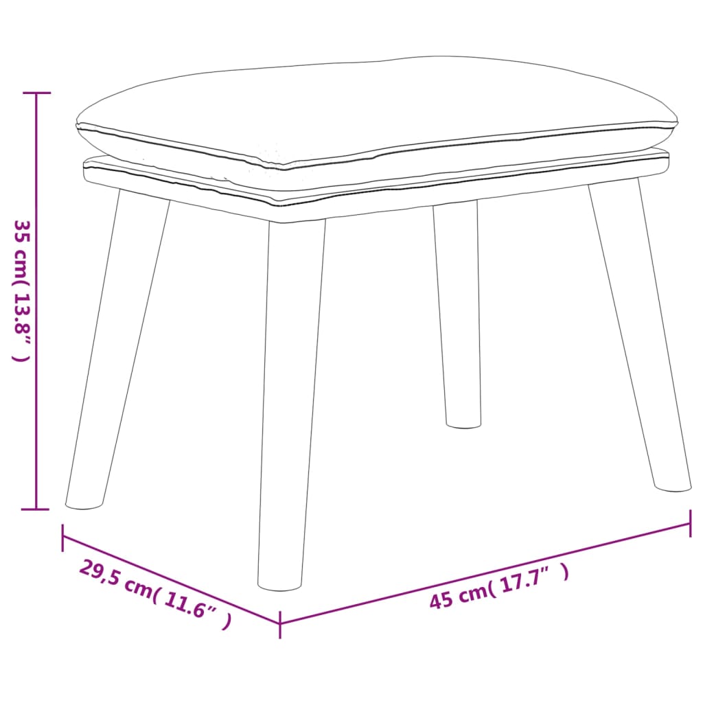 vidaXL Taburet, negru, 45x29,5x35 cm, catifea