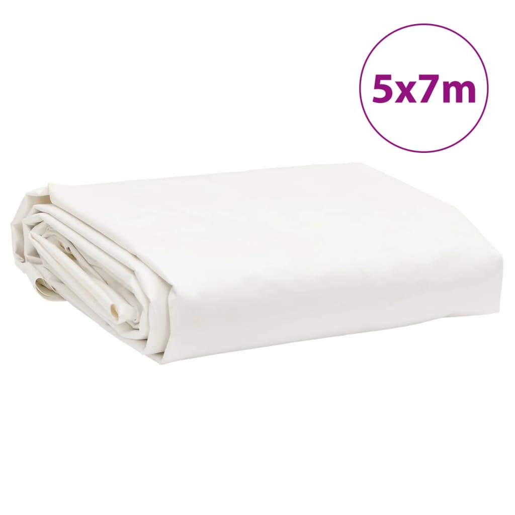vidaXL Prelată, alb, 5x7 m, 650 g/m²
