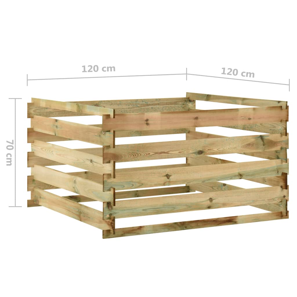 vidaXL Compostor de grădină din șipci 120x120x70 cm lemn de pin tratat