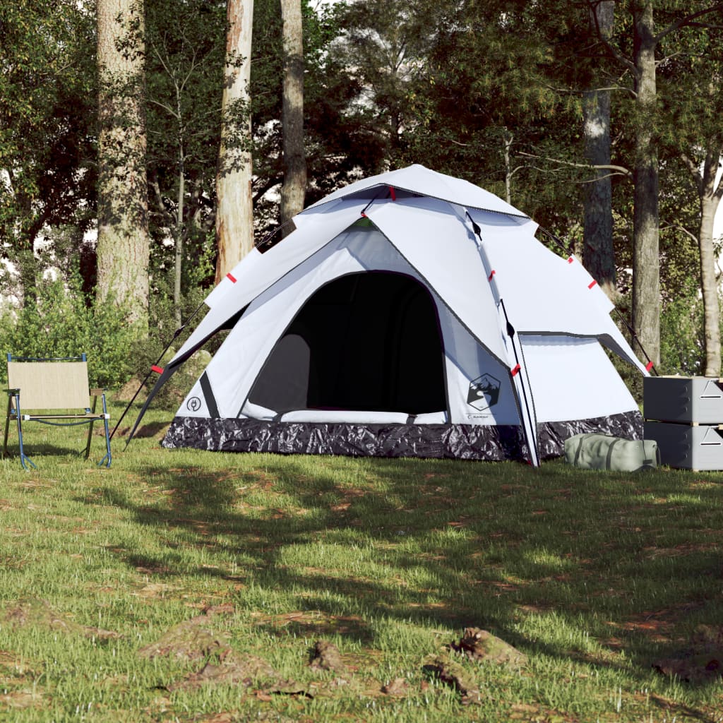 vidaXL Cort de camping 5 persoane, alb opac, setare rapidă, țesătură