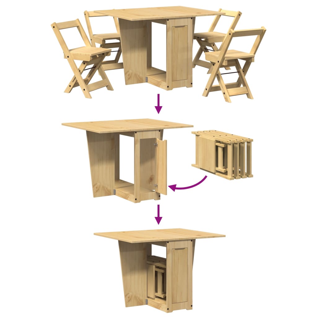 vidaXL Set mobilier tip fluture Corona, pliabil 5 piese maro lemn pin