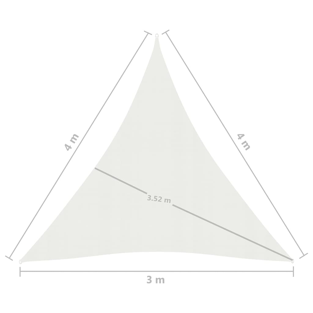 vidaXL Pânză parasolar, alb, 3x4x4 m, HDPE, 160 g/m²